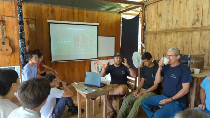 Researcher presenting field research